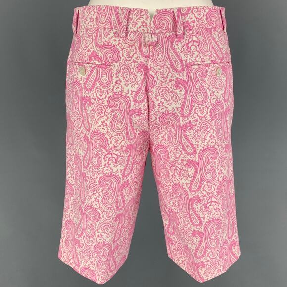BLACK FLEECE Size 28 Pink White Paisley Cotton Zip Fly Shorts - Picture 2 of 4